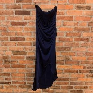 NWOT Strapless Midi Dress in dark blue